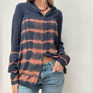 Honey Bella grunge tie dye earthy button down shirt